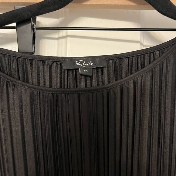 Rails Jordy Women Plisse Pleated Midi Black Long Sleeve Dress Size Medium - Picture 5 of 6